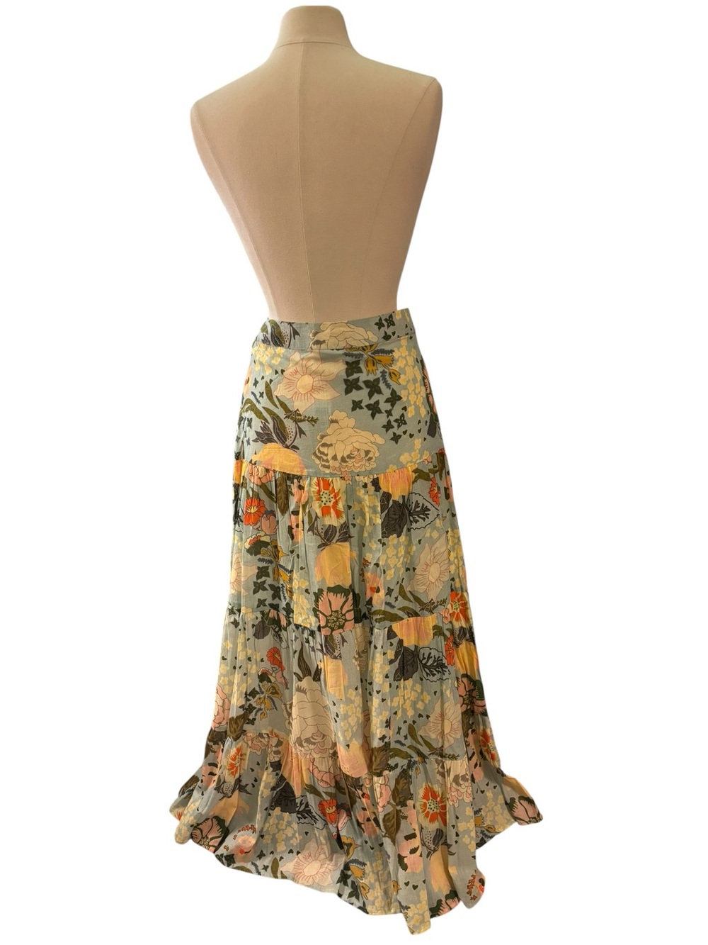 Carolina K for Anthropologie Floral Tiered Maxi Skirt NWT Cotton Boho Size M - Picture 4 of 12